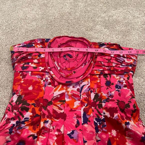 BCBG Generation Women's Mini Dress Red Pink Floral with Rose Size 4 - Picture 10 of 11